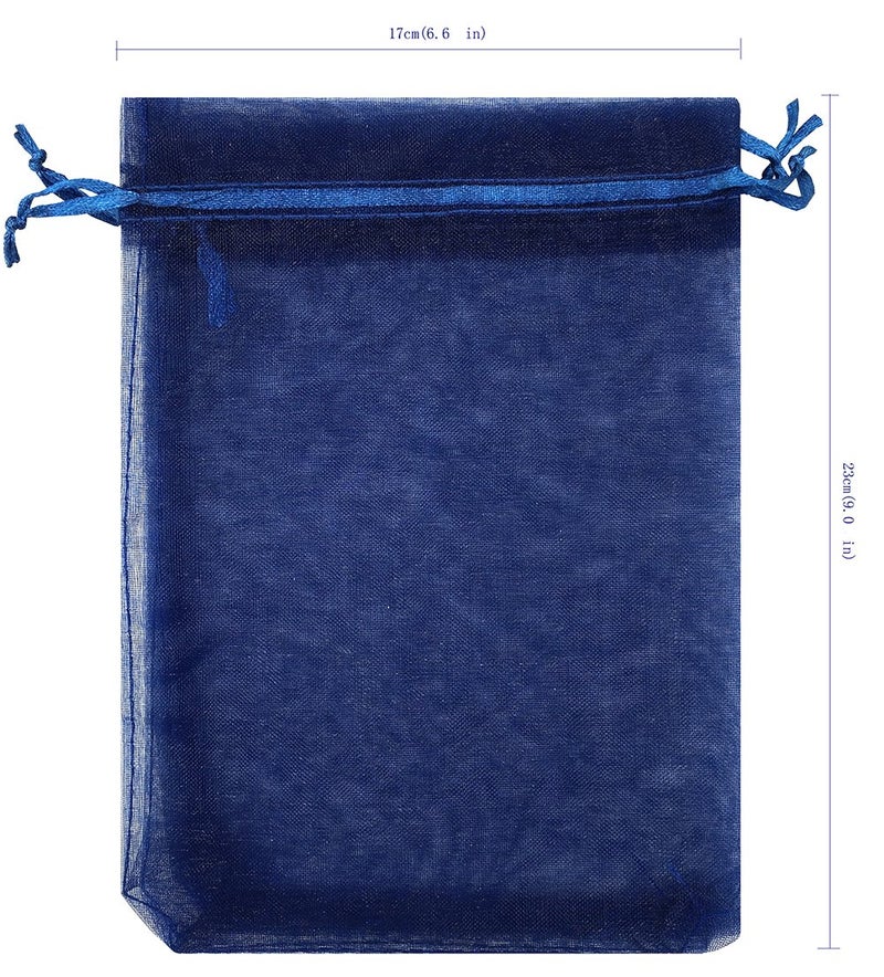 Ankirol 50pcs Large Sheer Organza Favor Bags 6.6x9'' Jewelry Candy Gift Bags Mini Bottle Wine Bags Samples Display Drawstring Pouches (navy blue) - Image 3